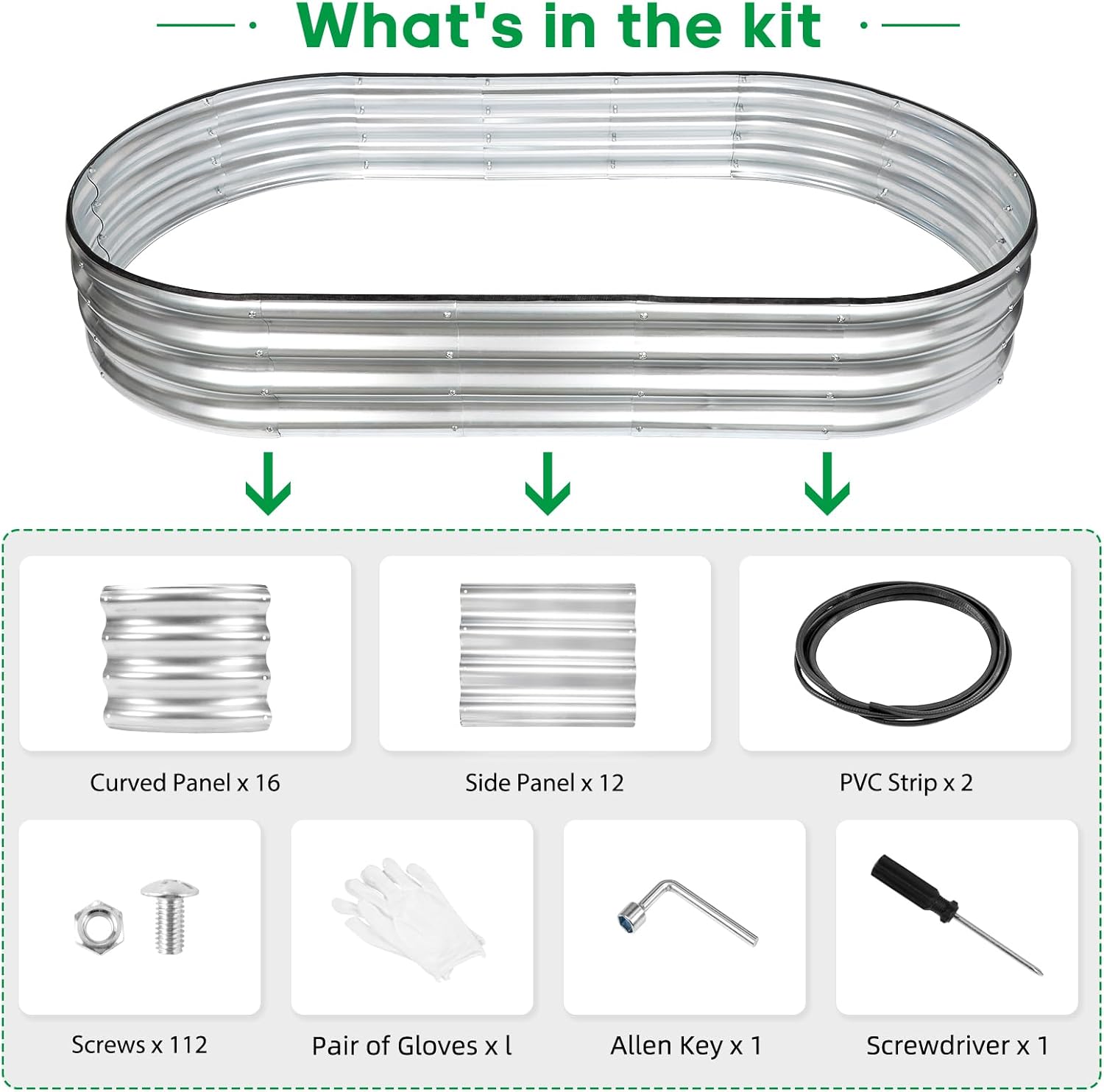 JERIA 2 Pcs 6×3×1ft Oval Raised Garden Bed,Galvanized Raised Garden Bed Kit Outdoor Metal Gardening Planter Box for Vegetable, Fruits, Flower，Herbs
