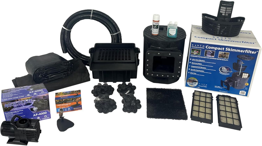 HALF OFF PONDS Savio Select 4,000 GPH Submersible Pump Pond Kit with 10' x 15' PVC Plastic Pond Liner for Water Garden & Koi Pond