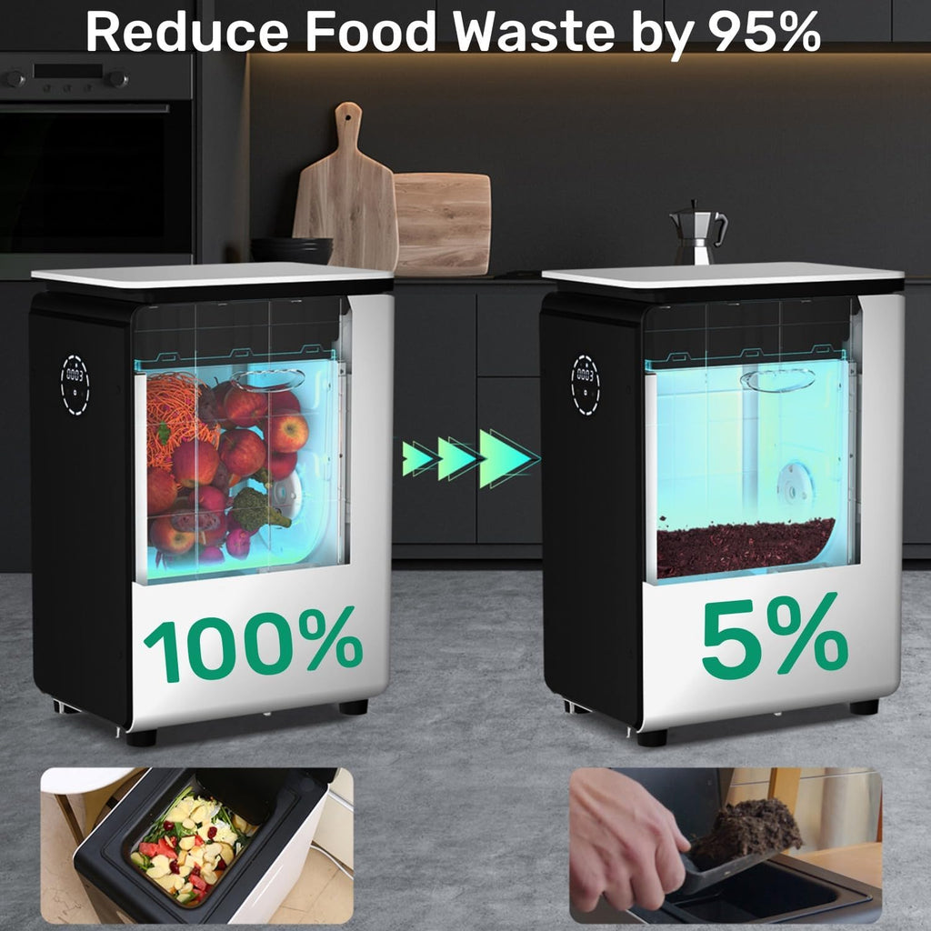 GEME | World's First Bio Smart Electric Composter Kitchen, Turn Food Waste into Real Organic Compost No Dehydration - 19L Food Cycler Compost Machine with Electric Compost Bin…