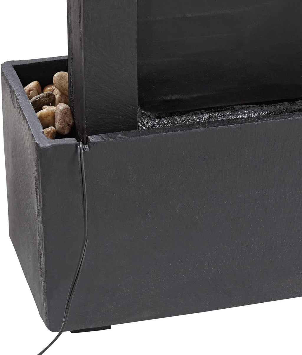 Stave 48" High Large Modern Indoor Outdoor Decor Cream Slate Stone Floor Fountain with Light LED Standing Waterfall Tall Water Feature for Outside Garden Patio Yard Backyard Deck - John Timberland