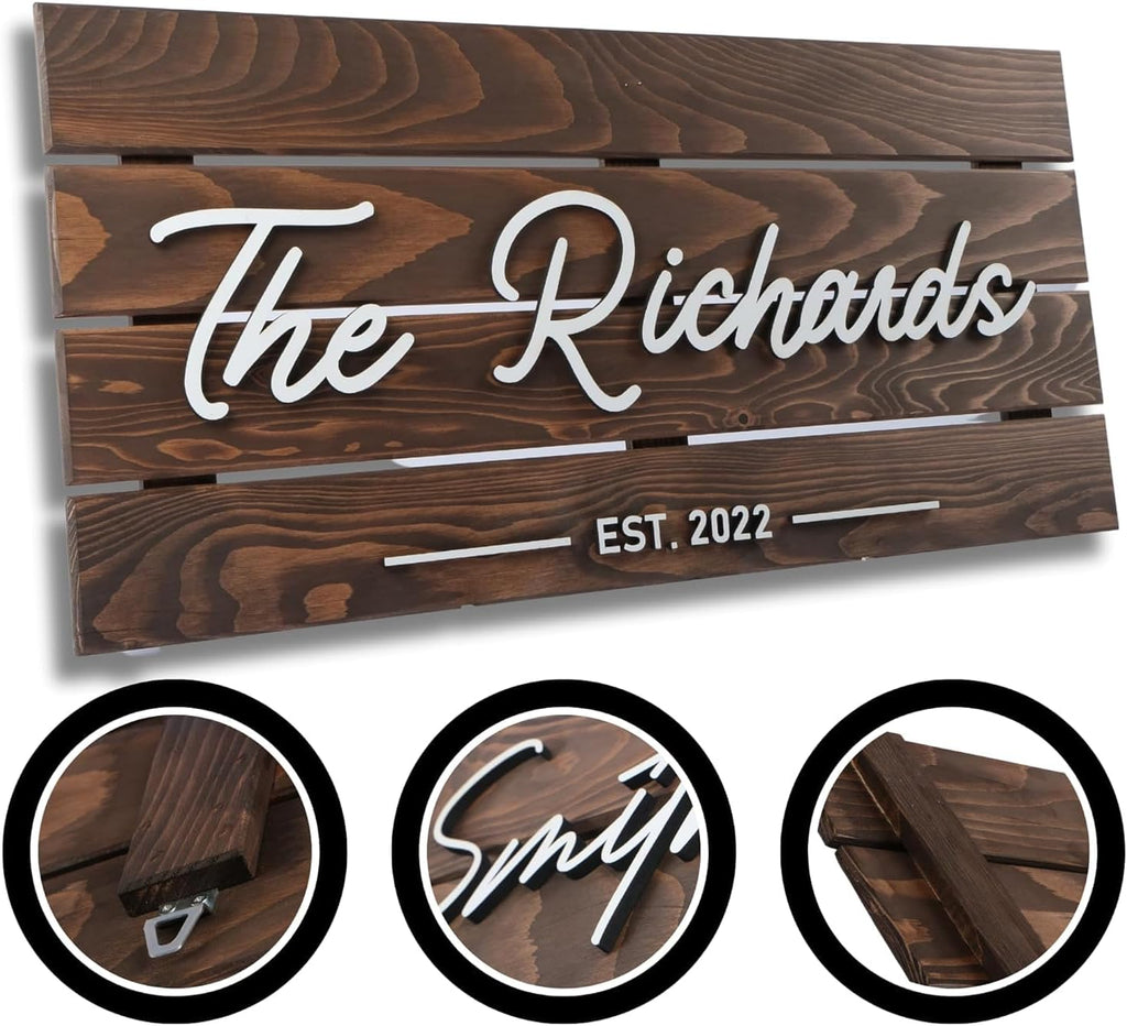 Solid Wood Pallet Custom Name Signs, Ideal for Rustic Home Bussiness Office Garage Backyard Man Cave Decors Decoration, Established Date & Your Custom Text 28 * 13" Establish Date Signs