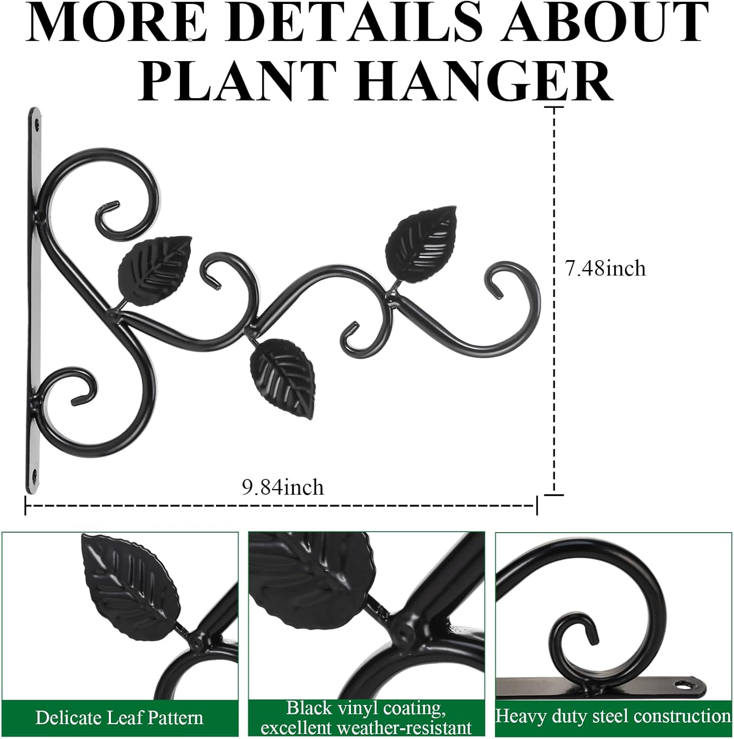 Fashion&cool 4 Pack Plant Hanging Bracket, Wall Mount Plant Hanger Outdoor Indoor, Decorative Hanging Plant Bracket Hooks for Planter Flower Bird Feeder Lanterns Wind Chimes with Screws