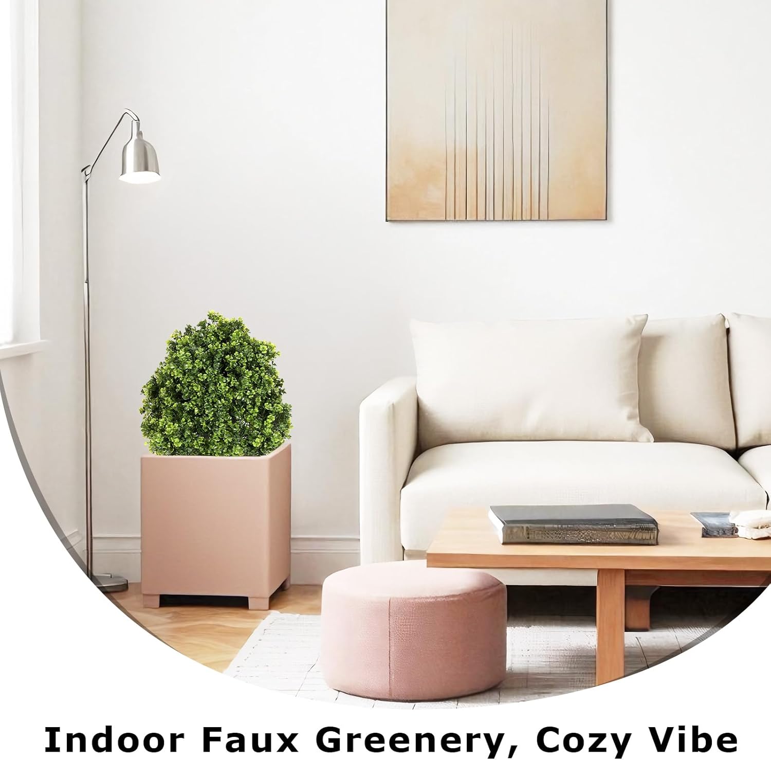 27“ Realistic Artificial Boxwood Topiary Trees Set of 2, Faux Boxwood Plants Outdoor UV-Resistant, No Maintenance Curb Appeal Fake Evergreen Bushes & Shrubs for Front Porch Outside Planter Decor