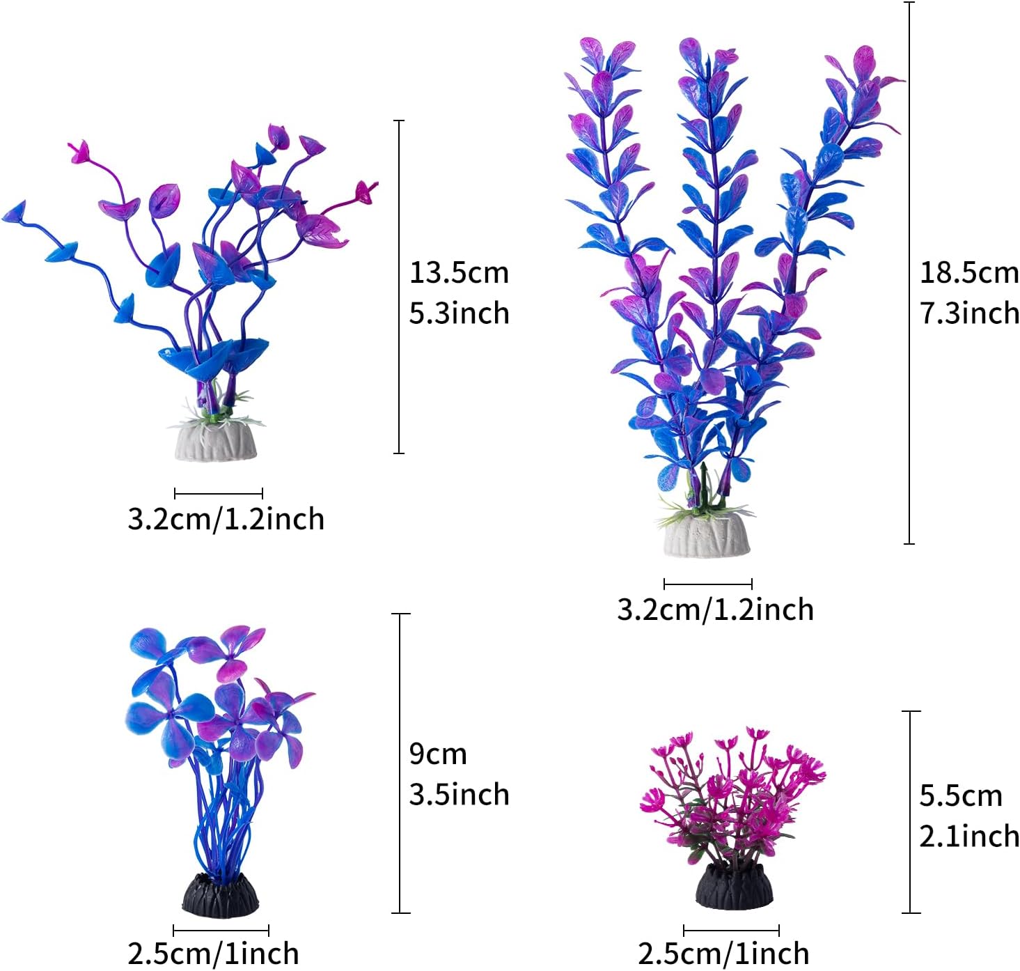 COMSUN 10 Pack Artificial Aquarium Plants, Small Size 4 inch Approximate Height Fish Tank Decorations Home Décor Plastic Purple