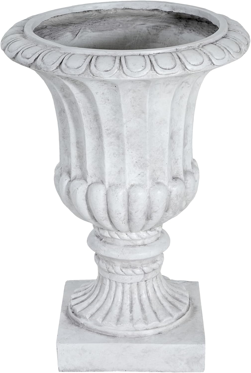 Christopher Knight Home Stella Outdoor Urn Planter with Drainage Hole, Mid-Century Modern Garden Urn, Large Garden Pot, Floral Relief Design, Sturdy MGO Outdoor Planter, Flower Urn, Antique White
