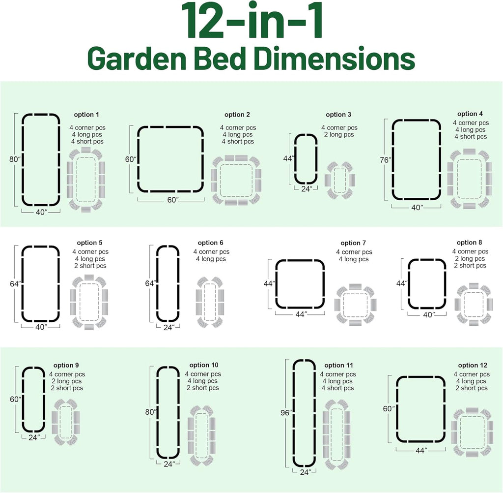 OLLE Galvanized Raised Garden Beds, 12-in-1 Metal Outdoor Plant Boxes for Vegetables, Cobalt Blue 17" Tall