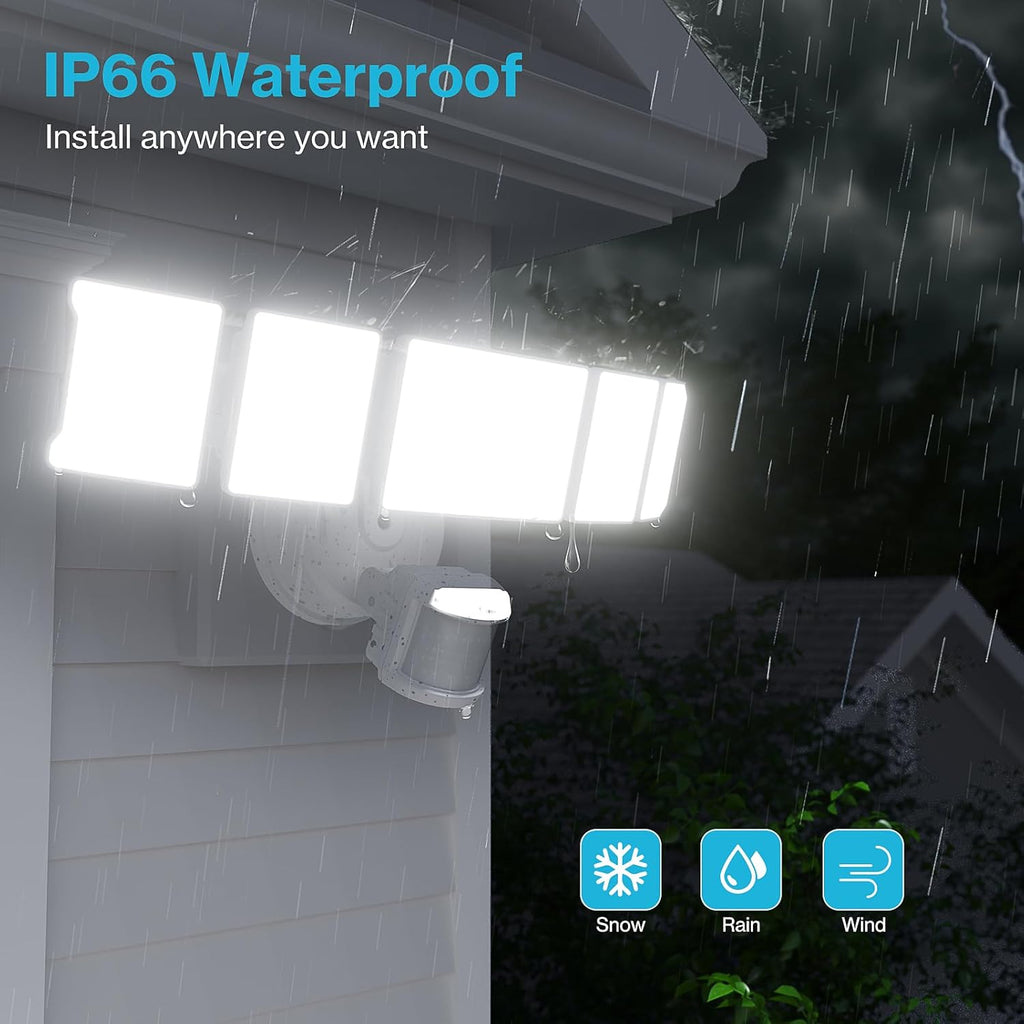 Olafus 100W Motion Sensor Outdoor Lights, 10000LM 2 Pack Motion Sensor Flood Light, Dusk to Dawn Outdoor Lighting, IP65 Waterproof Motion Detector Lights for Outside, White