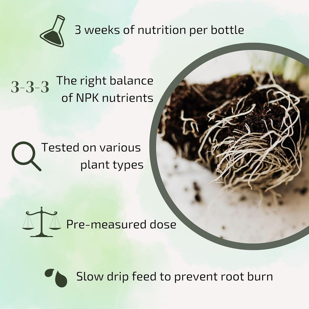 Plant Food for Houseplants | Ready-to-Use Indoor Plant Food Liquid, NPK Fertilizer & Plant Fertilizer Sticks (8 Drip Feeders)