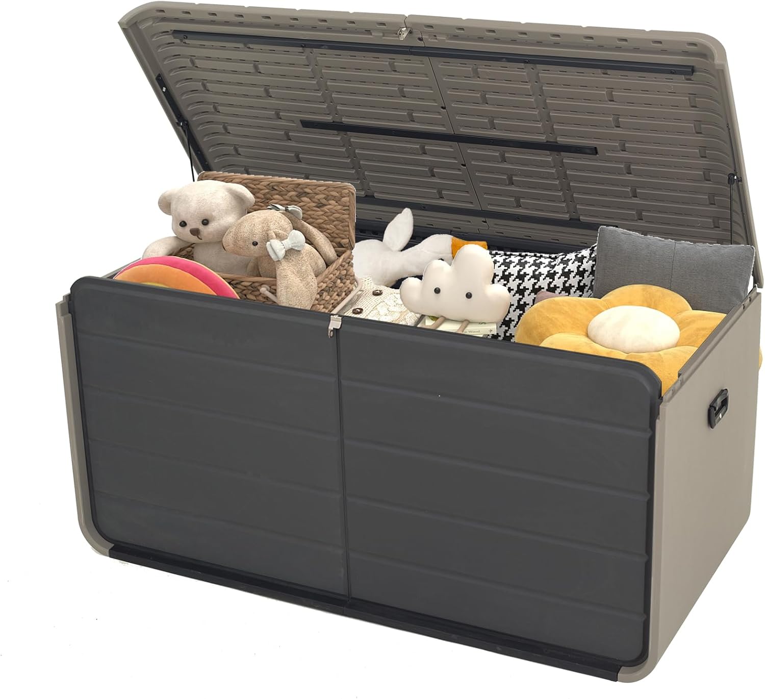 Resin Deck Box 200 Gallons, Extra Large Heavy-Duty Outdoor Storage Box, Lockable & Waterproof Patio Outside Storage Box for Patio Furniture, Tools, Pool Supplies