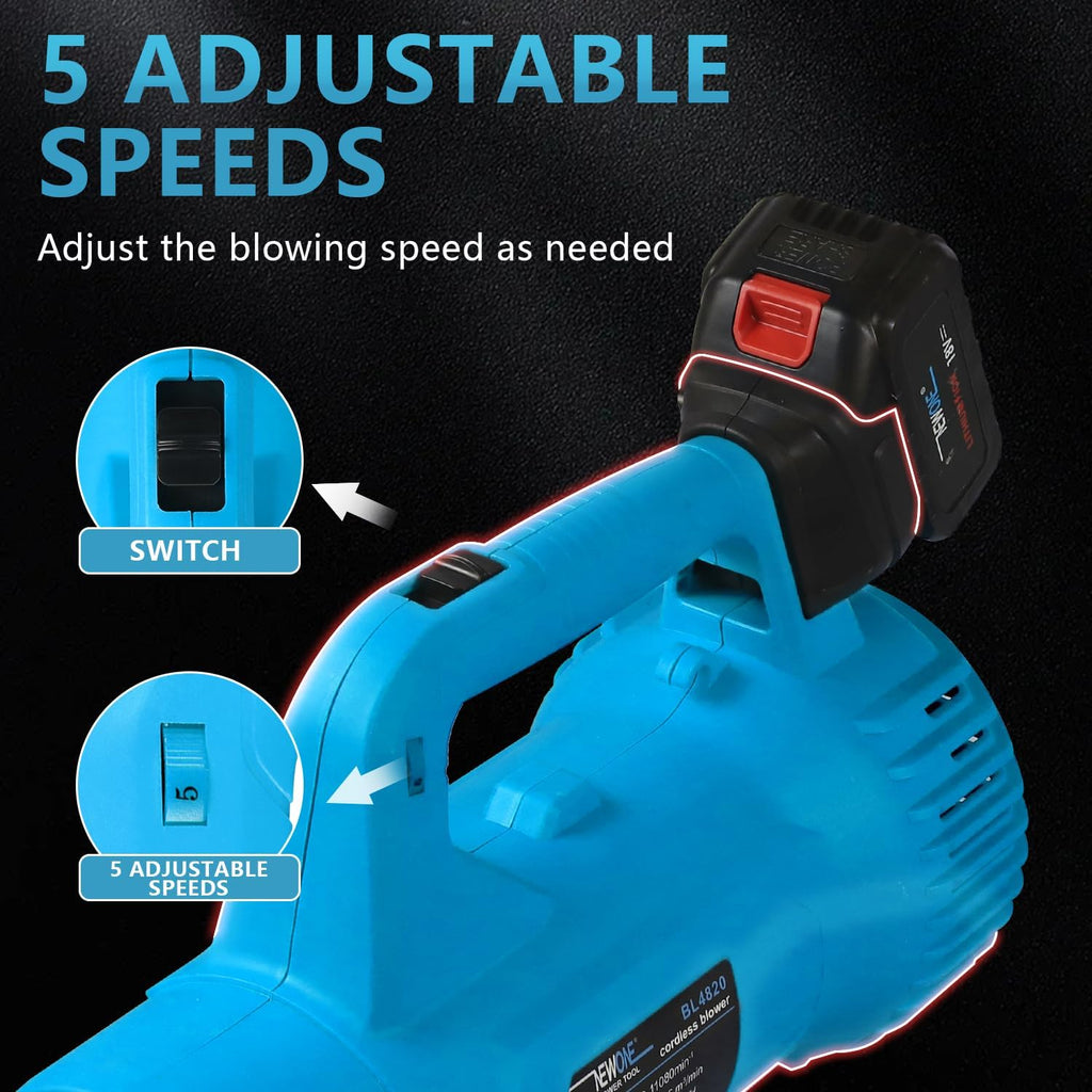 NEWONE Leaf Blower Cordless Hand Electric Leaf Blower/Leaf Vacuum,20V 5 Speed Lightweight Sweeper Vacuum with 2 Battery and Charger,Portable for Lawn Care/Dust/Pet Hair/Dust/Trash