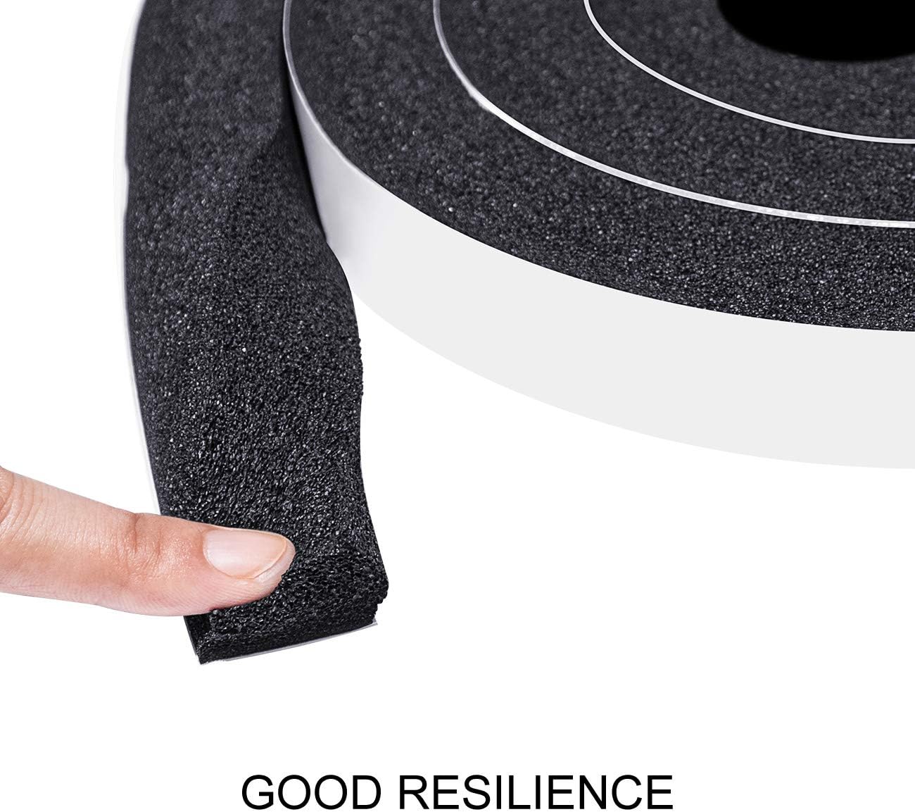 TORRAMI Window Air Conditioning Foam Strips 1 inch W X 1 inch T, Open Cell Foam Weather Stripping Seal InsulatingTape Self Adhesive Total 13 Feet Length (2 Rolls of 6.5 Ft Each)