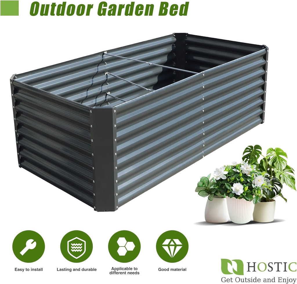 6x3x2FT Galvanized Planter Raised Garden Boxes Outdoor Large Metal Gardens Beds for Vegetables Flowers Herbs Succulents 269 Gallon Capacity