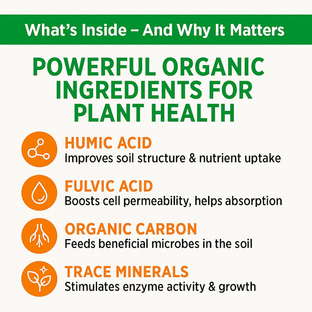 GS Plant Foods Organic Liquid Humic Acid with Fulvic - Concentrate Fertilizer for Enhanced Nutrient Uptake and Soil Conditioning - 1 Gallon