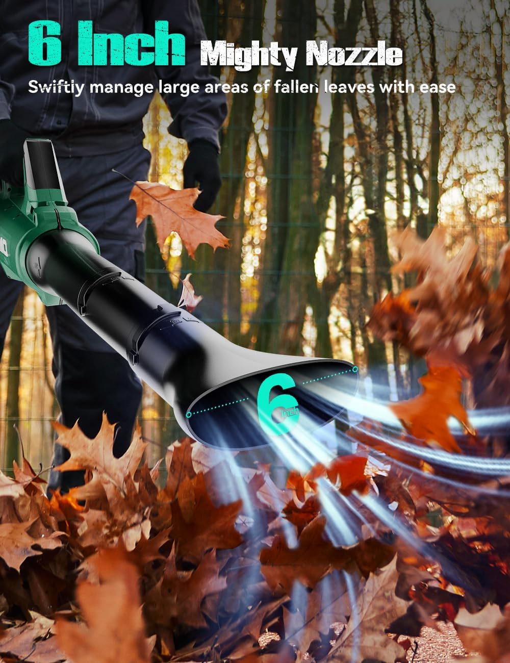 KIMO Cordless Leaf Blower with Battery and Charger, 750CFM 220MPH, 4 Speeds w/Turbo Mode, Brushless Motor, 3 Extended Tube, 4000mAh Battery Powered Leaf Blowers for Lawn Care Patio Cleaning Wet Leaves