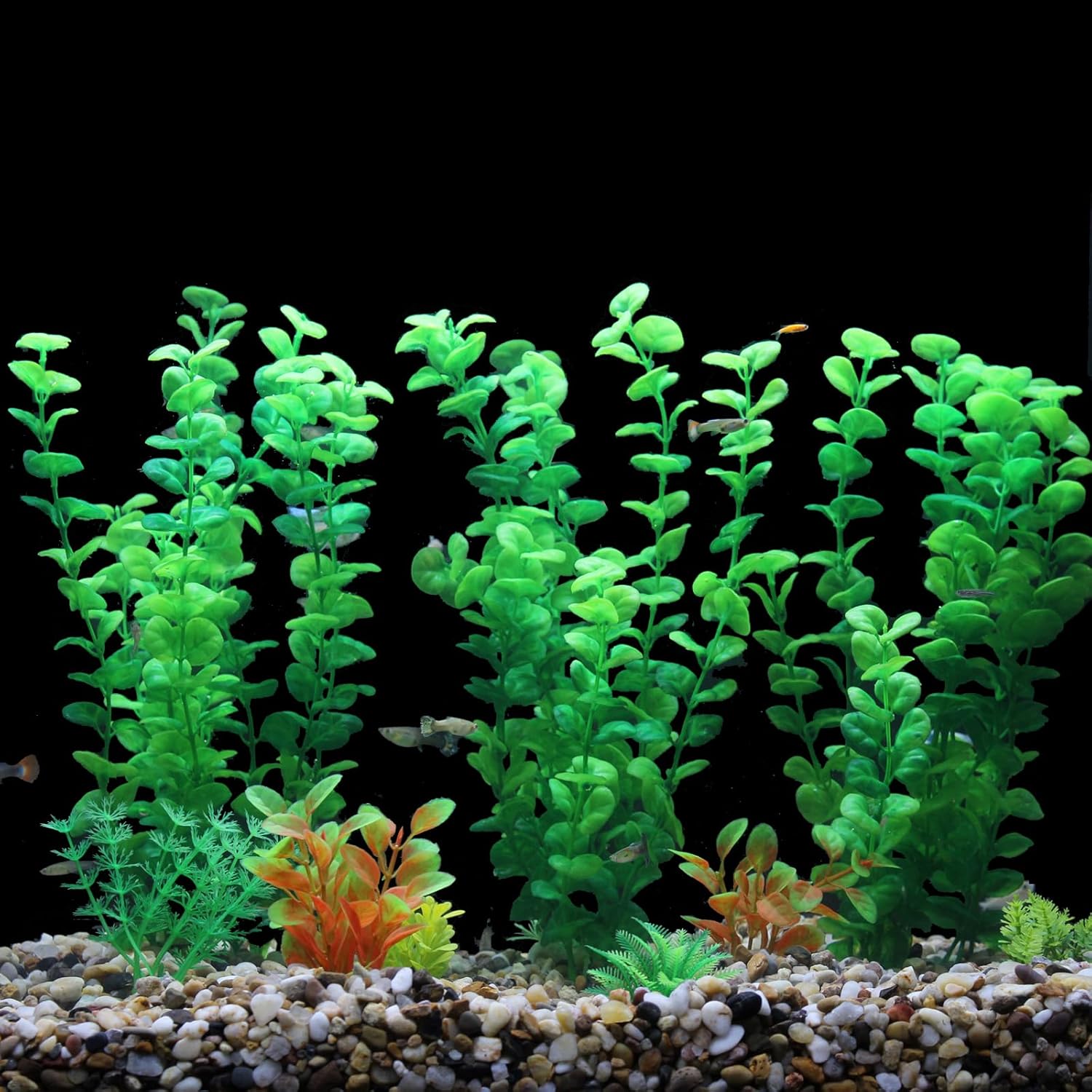AQUANEAT Fish Tank Artificial Plants, Aquarium Plants Plastic, 12Inch Tall Green Decorations,10packs