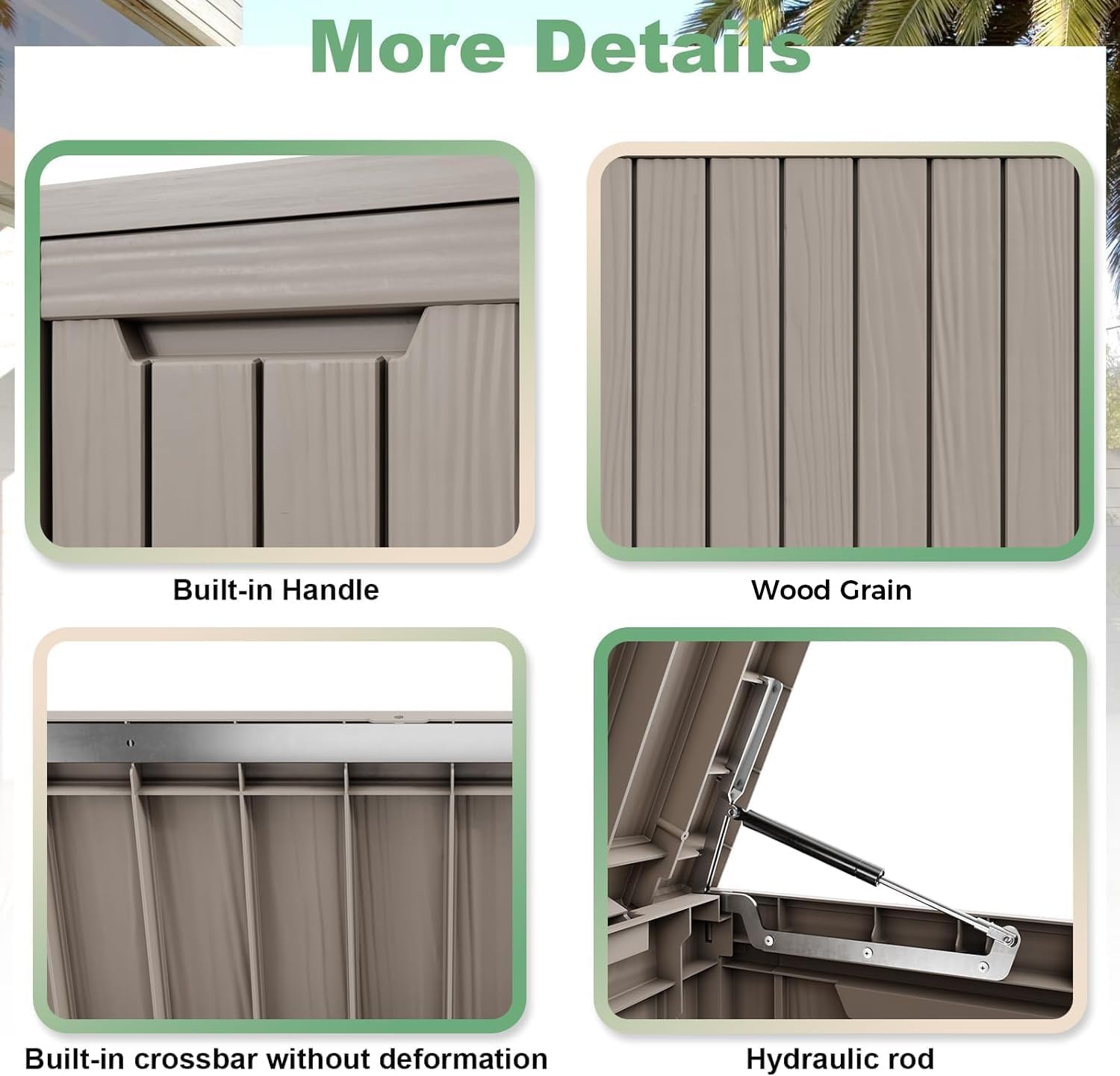 81 Gallon Outdoor Storage Box Waterproof, UV Resistant Resin Deck Box with Hydraulic Rod, Lockable Design and Enhanced Durability for Patio, Garden, and Poolside Use