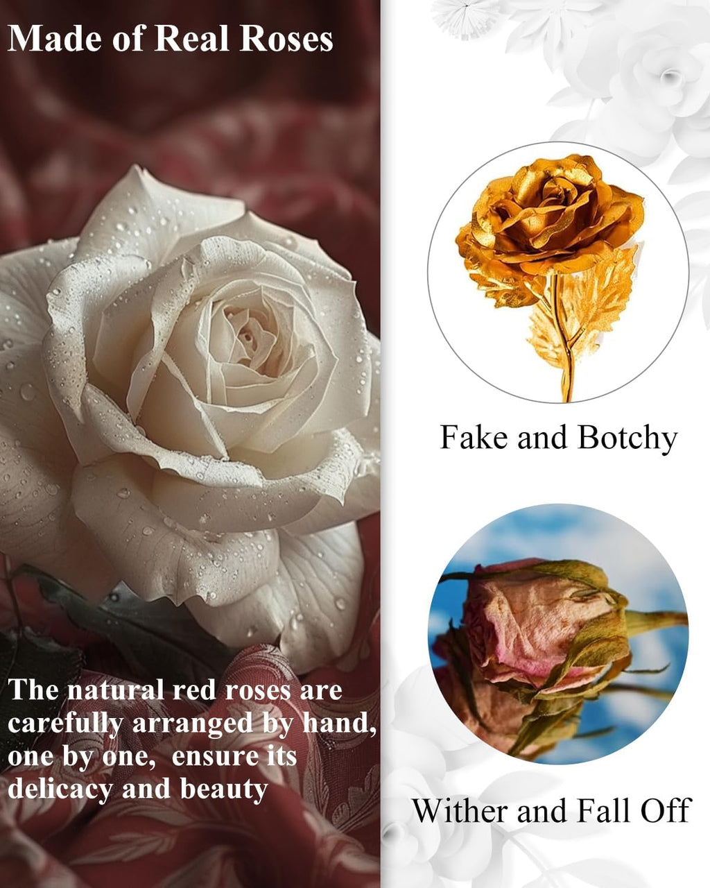 16 Flowers Forever Preserved Roses in Box, Preserved Flowers Womens Birthday Gifts for Women Mothers White Rose Gift for Her Romantic Eternal Rose for Women Mom Friends