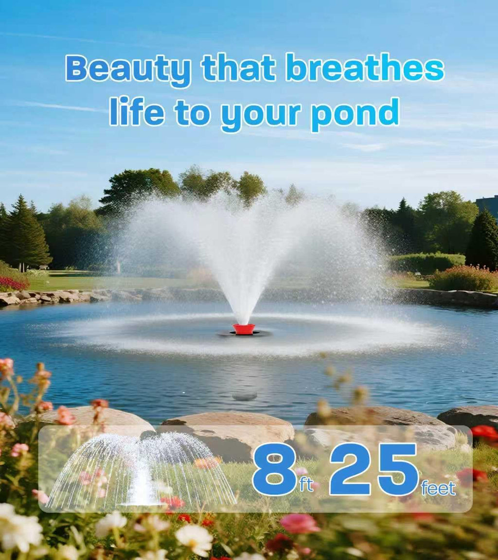 15000 GPH Pond Fountain Aerator, 110V,Floating Pond Fountain Pump with Stainless Steel Body, Pond Aerator Pump for Small & Large Ponds and Lakes (Black)