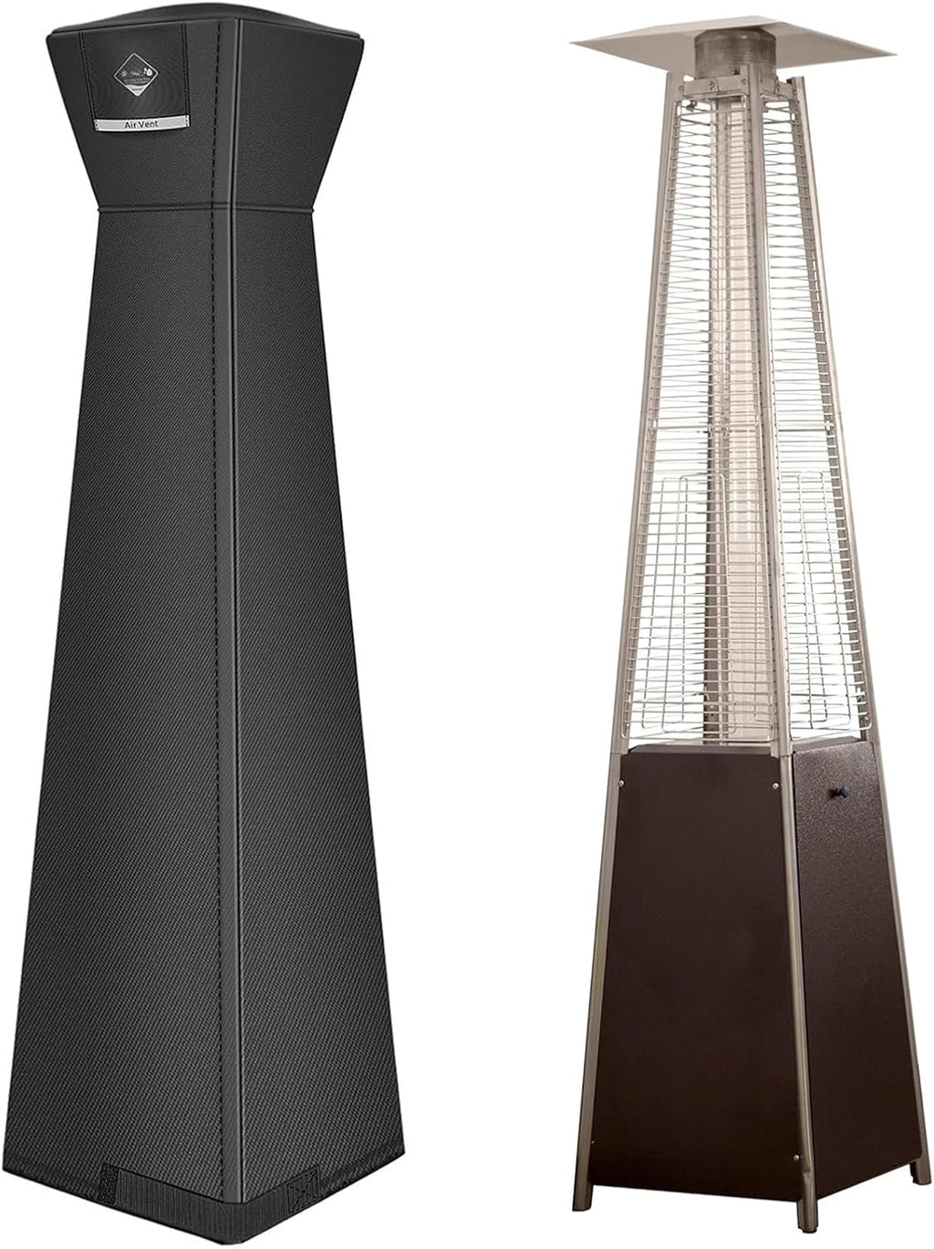 QH.HOME Winter Pyramid Heater Covers, [2025 Upgraded Tear-Resistant Fabric] Waterproof with Robust Zipper ,Dustproof/Wind/Sunlight/Snow-Resistant, 90"H x 23"D x 23"B, Black