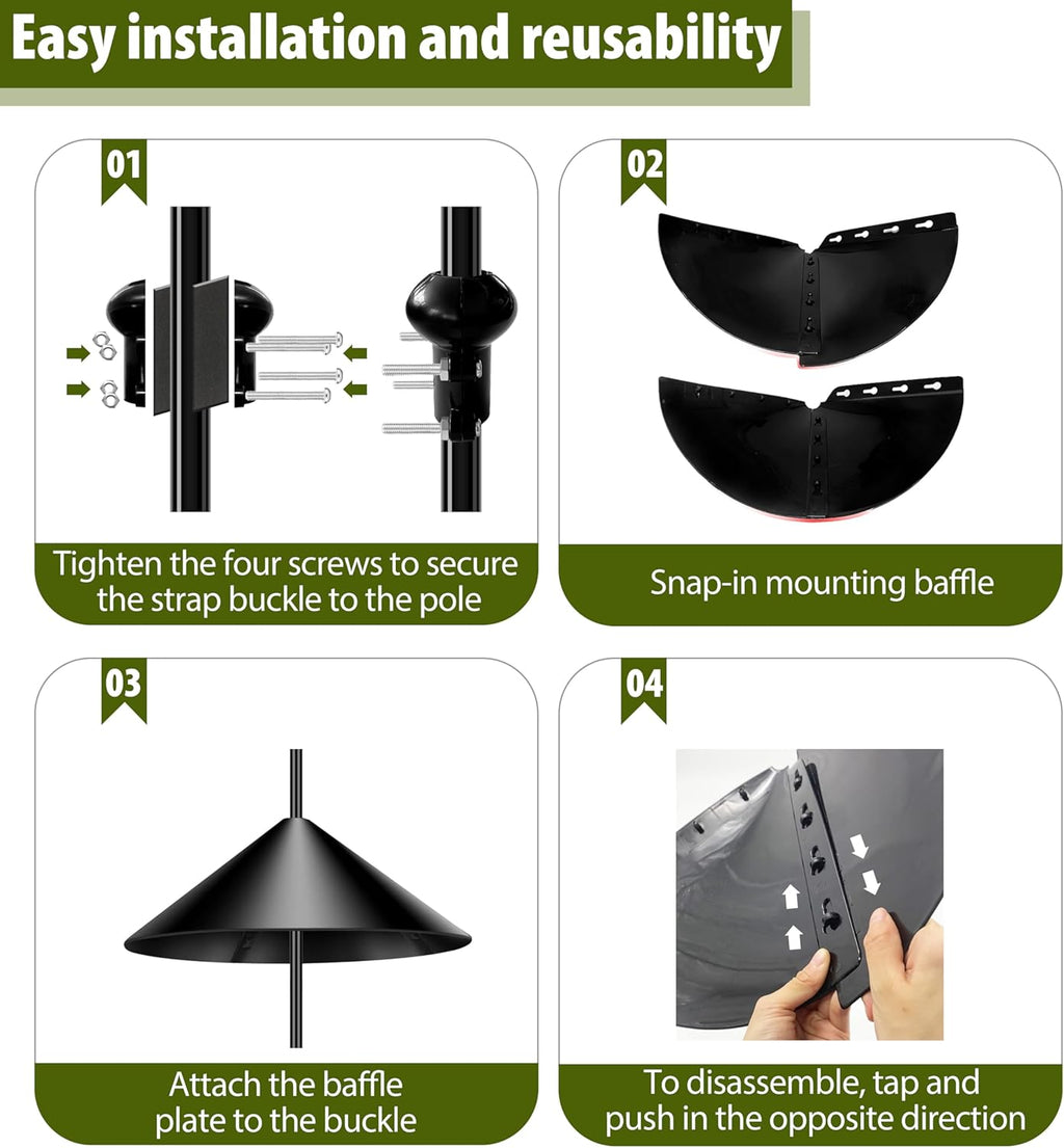 19-inch Squirrel Baffle, Squirrel-Proof for Bird Feeder Pole, Birdhouse Baffle for Shepherd's Hook in The Outdoors,(Black 2 Pack)