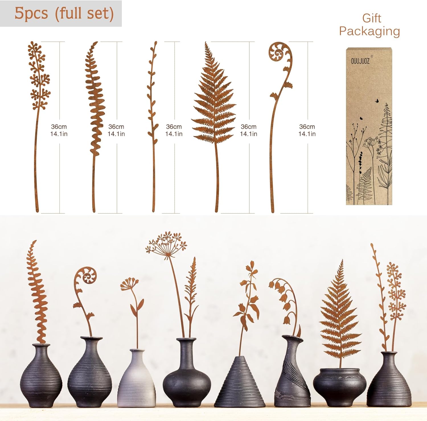 Metal Flowers for Outside,Garden Stakes Decorative,Flower Bed Decor Plant Stakes,Garden Statues Outdoor Clearance,Metal Yard Art Outdoor,Plant Decorations for Pots