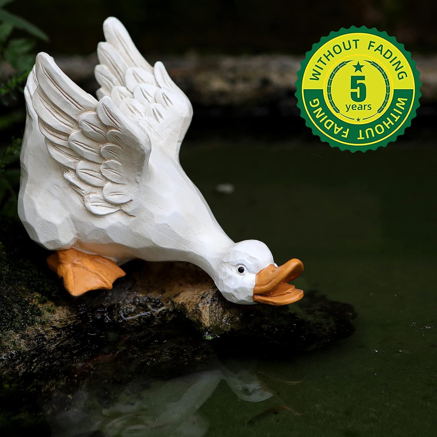 Duck Yard Decorations Outdoor Ornaments Set of 3, Resin Goose Sculpture Statue Front Porch Garden Decor for Outside Imitation Wood Carving, Funny Animal Decorations Fairy Craft Yart Art Decor