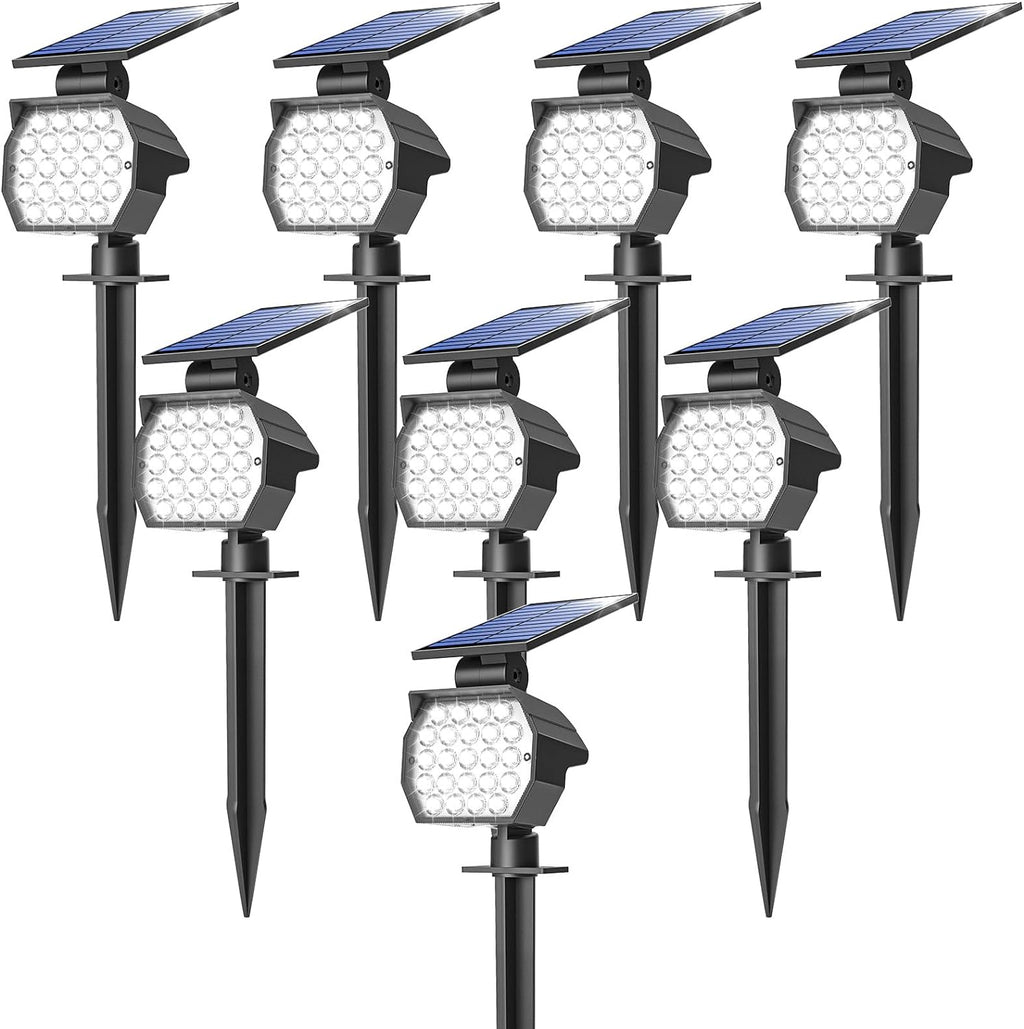 NIORSUN Solar Spot Lights Outdoor,23 LEDs Landscape Lighting with Auto On/Off and 3 Lighting Modes, IP67 Waterproof Spotlights,Outdoor Solar Lights for Yard Garden,8 Pack(Cool White)