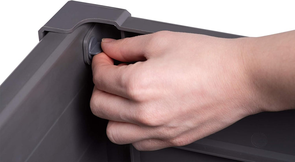 NuVue Products 26021 Outdoor Elevated Garden Bed for Growing Edible Plants and Flowers, BPA-Free Woodgrain Panel Elevated Planter Box, 35.5” L x 15” W x 32” H, Dark Gray