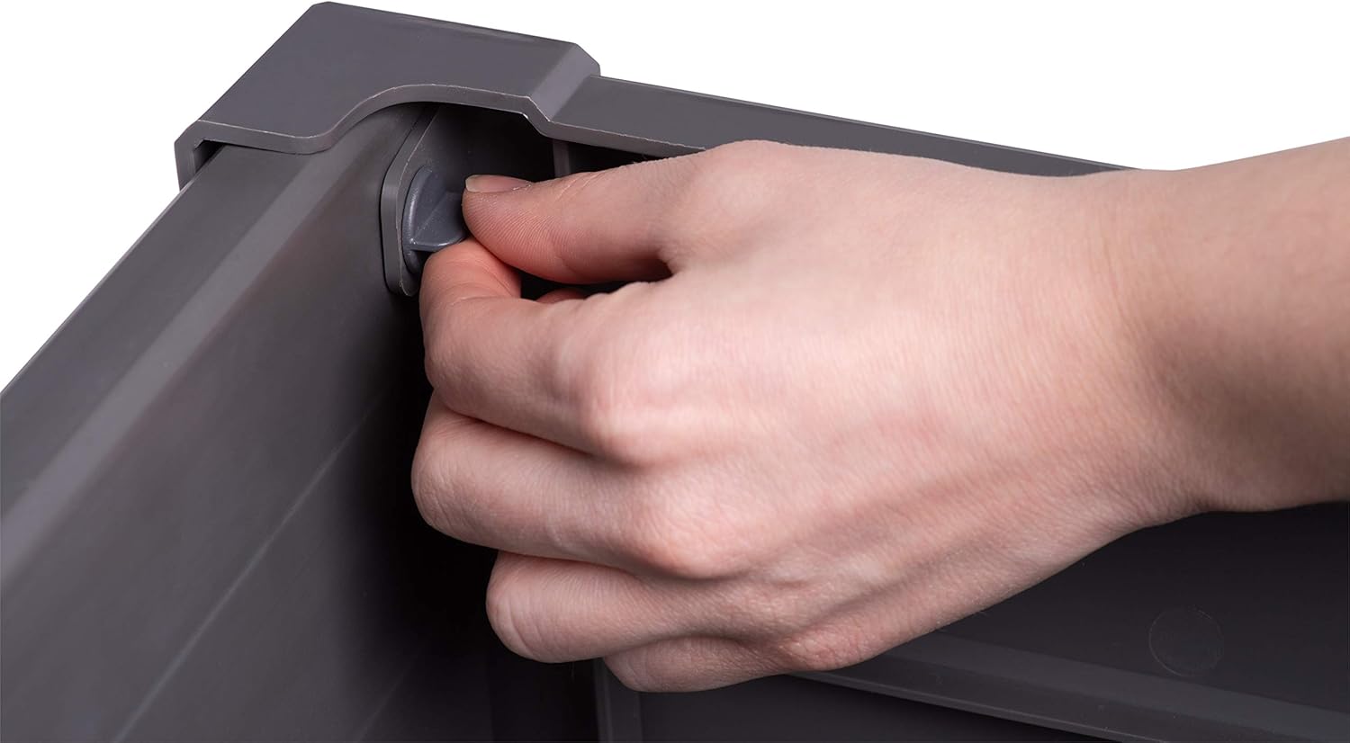 NuVue Products 26021 Outdoor Elevated Garden Bed for Growing Edible Plants and Flowers, BPA-Free Woodgrain Panel Elevated Planter Box, 35.5” L x 15” W x 32” H, Dark Gray