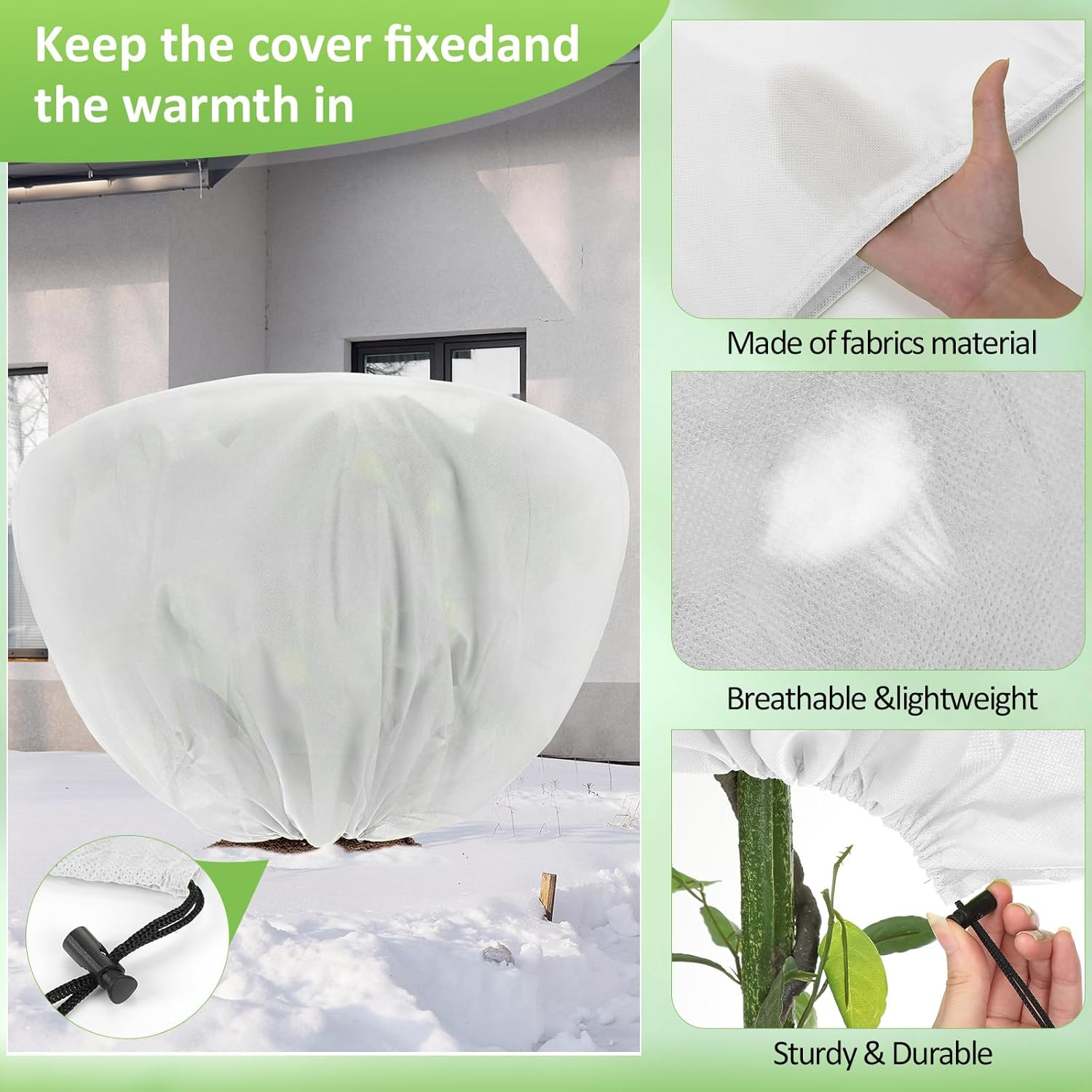 12 Pcs Winter Plant Covers Freeze Protection 39.4x23.6 Inch Horizontal Shrub Tree Rose Plant Protection Bags Frost Blanket with Drawstring for Fall Winter Outdoor Garden Planting (White)