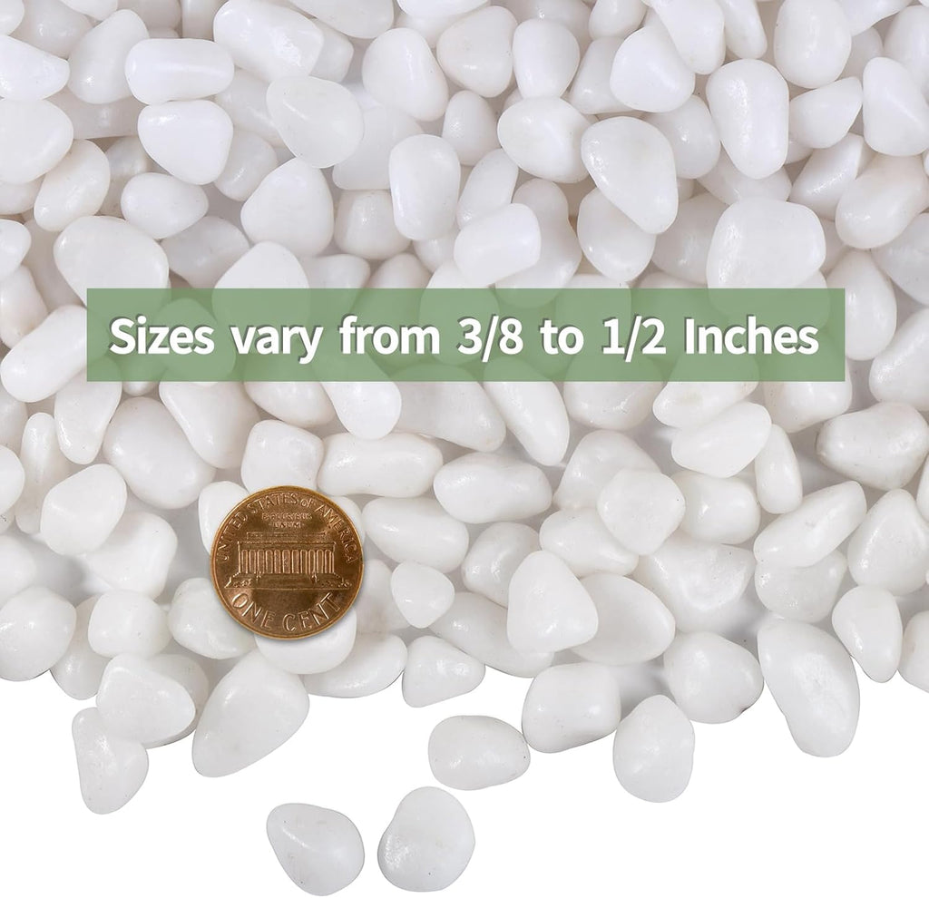30 LB White Pebbles for Plants, 3/8 inch White Rocks for Vases Landscaping, Small Decorative Stones for Indoor Outdoor, Polished