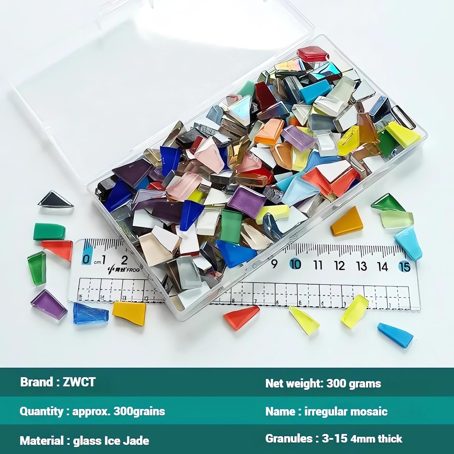 Silver Mixed Irregular Mosaic Glass Mosaic Tiles Pieces, 300g Mosaic DIY Set Adult Mosaic Set, Mosaic Craft Supplies Mosaic Making Supplies