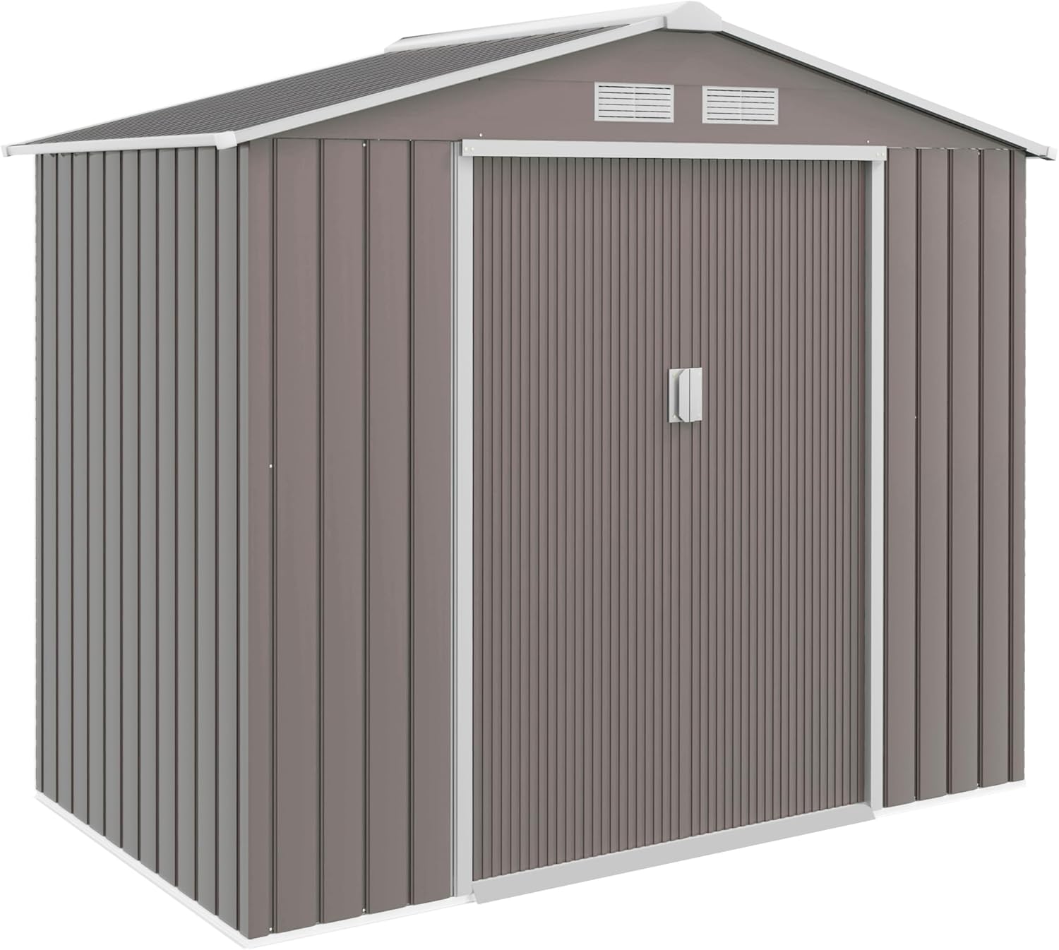 Outsunny 7' x 4' Outdoor Storage Shed, Garden Tool Metal Shed with Foundation Kit, Double Lockable Door, Air Vents and Sloping Roof, for Backyard, Patio, Lawn, Gray