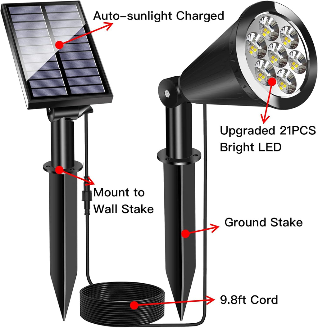 MEIHONG Solar Spot Lights Outdoor, Warm White LED Landscape Lamp Dusk to Dawn, 2-in-1 Solar Spotlight for Trees Lights for Garden Porch Walkway Patio (4 Pack)