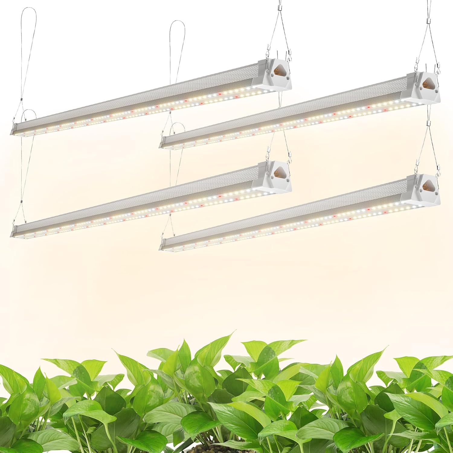 FREELICHT 4 Pack 4FT LED Grow Lights, 160W (4 x 40W,1080W Equivalent), Full Spectrum Sunlight Growing Lamp Fixture, Hanging Plant Light for Hydroponic Indoor Plants Seeding, Plug-in with On/Off Switch
