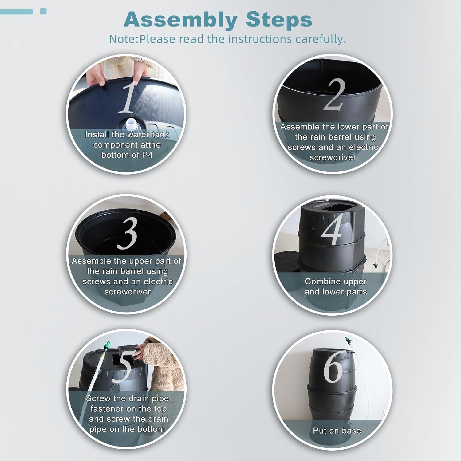 SQUEEZE master 50 Gallon Rainwater Collection Barrel with Stand-BPA Free Home Rain Catcher with Outlet Hose-Flatback Designed Water Storage Collection Barrel for Gardens and Plants