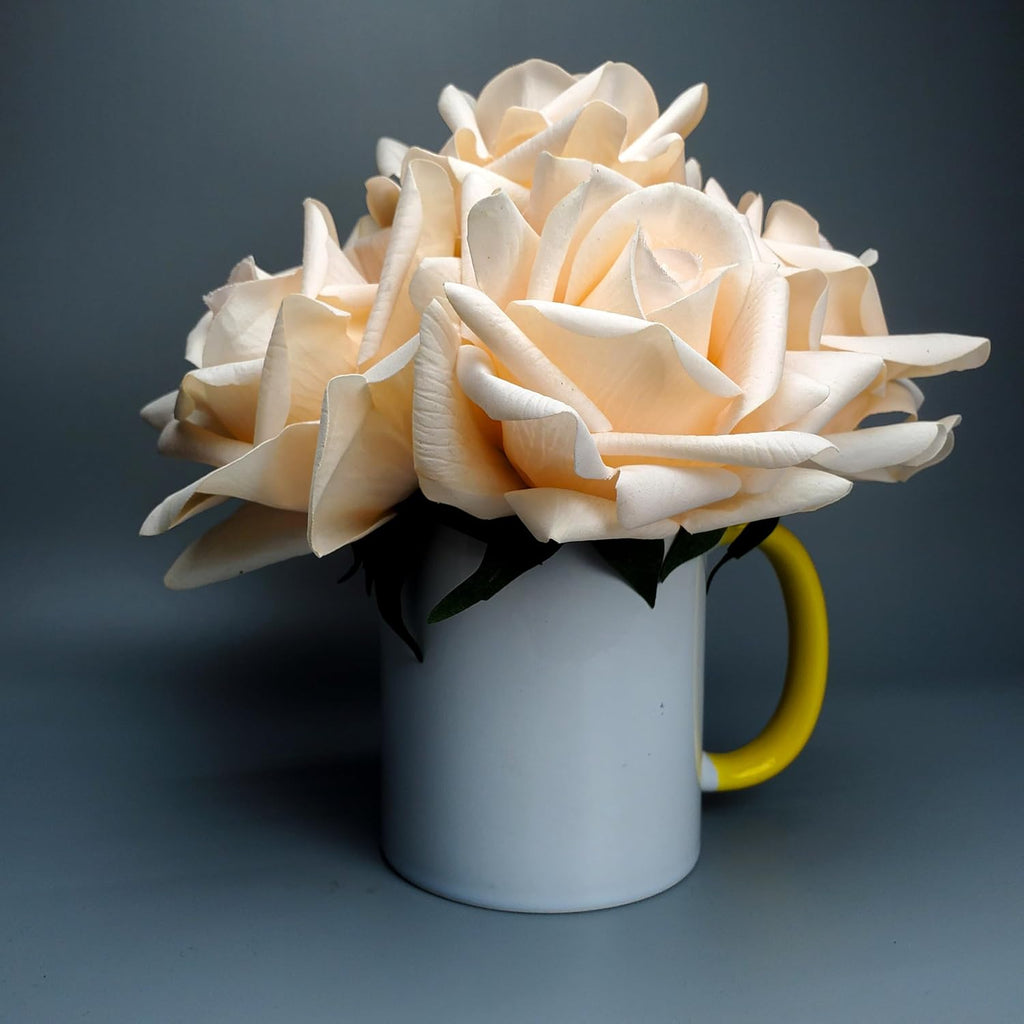 Artificial flower real touch roses feel and look realistic fake roses with short stems, suitable for gift, for wife girlfriend mom friends, Indoor home table，cake, hotel, car decoration (orange pink)