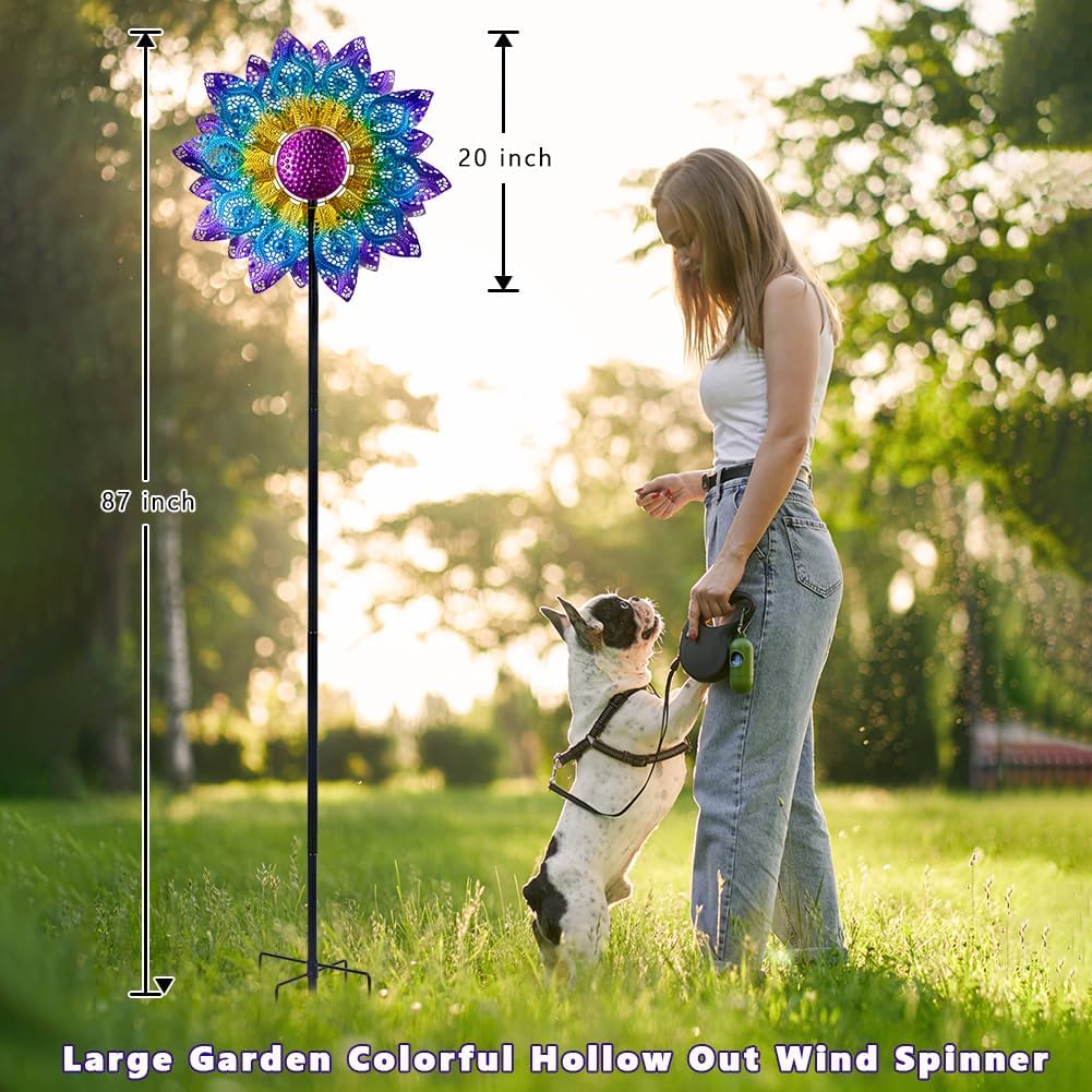 Large Wind Spinners Outdoor,Wind Spinner for Yard Metal Wind Sculptures & Spinners 82.8 Inch Windmill Kinetic Yard Art for Patio,Lawn & Garden Decor