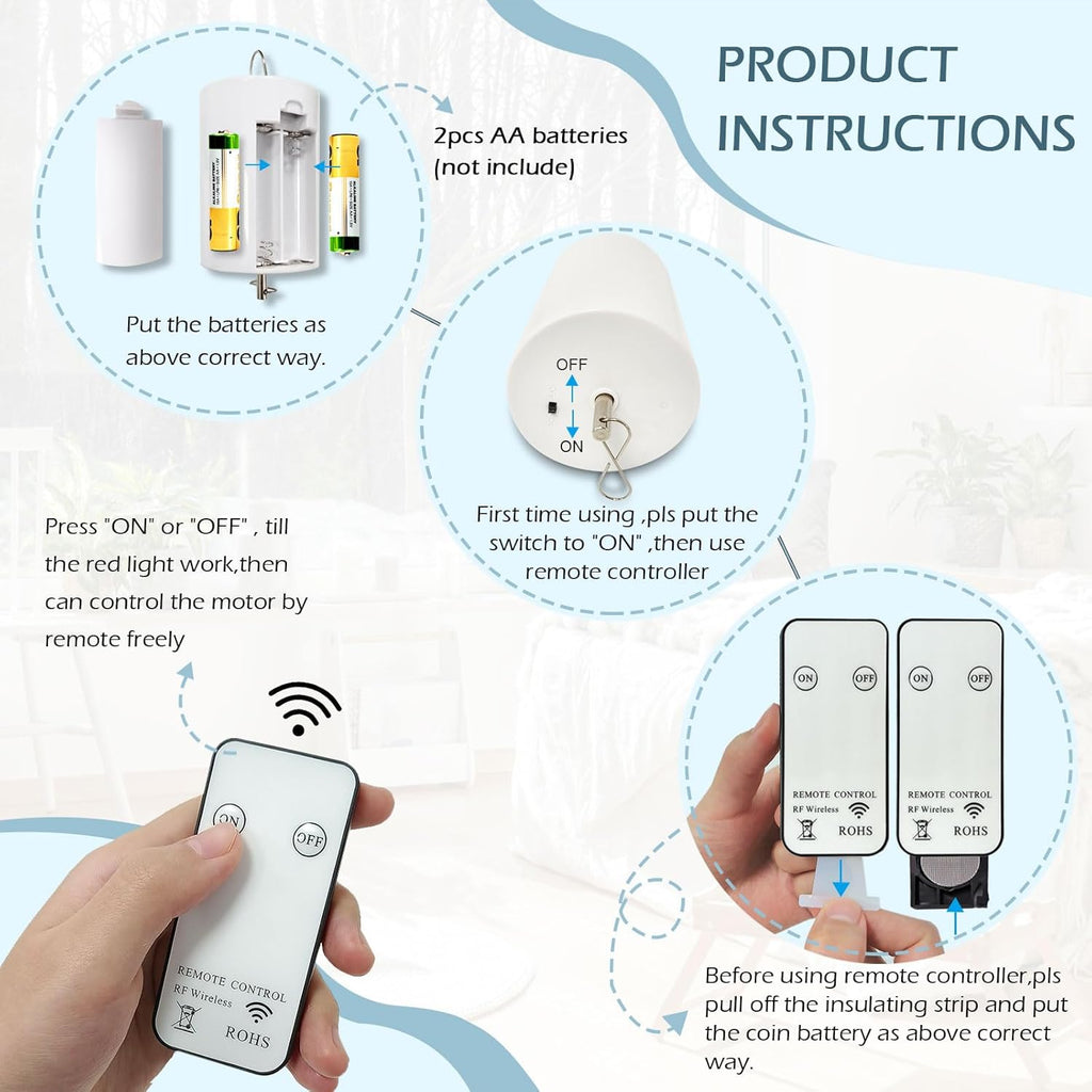 Wind Spinner Motor with Remote Controller,Mobile Battery Operated Motor Hanging Display Motor for Hanging Christmas Ornament Rotating Mirror Ball Baby Crib Wind Chimes Spiral -10 RPM