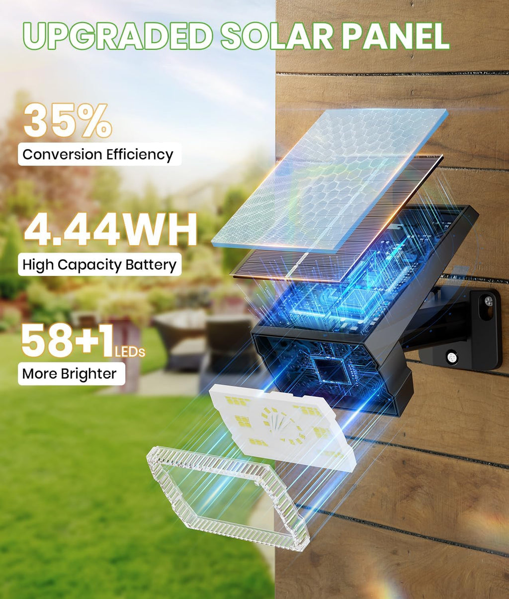 Solar Spot Lights Outdoor, 58 LED 8 Color Modes Solar Lights Outdoor, Multicolor RGB Flood Light Waterproof IP67, 2-in-1 Wall Light for Tree Garden Pathway (Multicolor, 2 Pack)