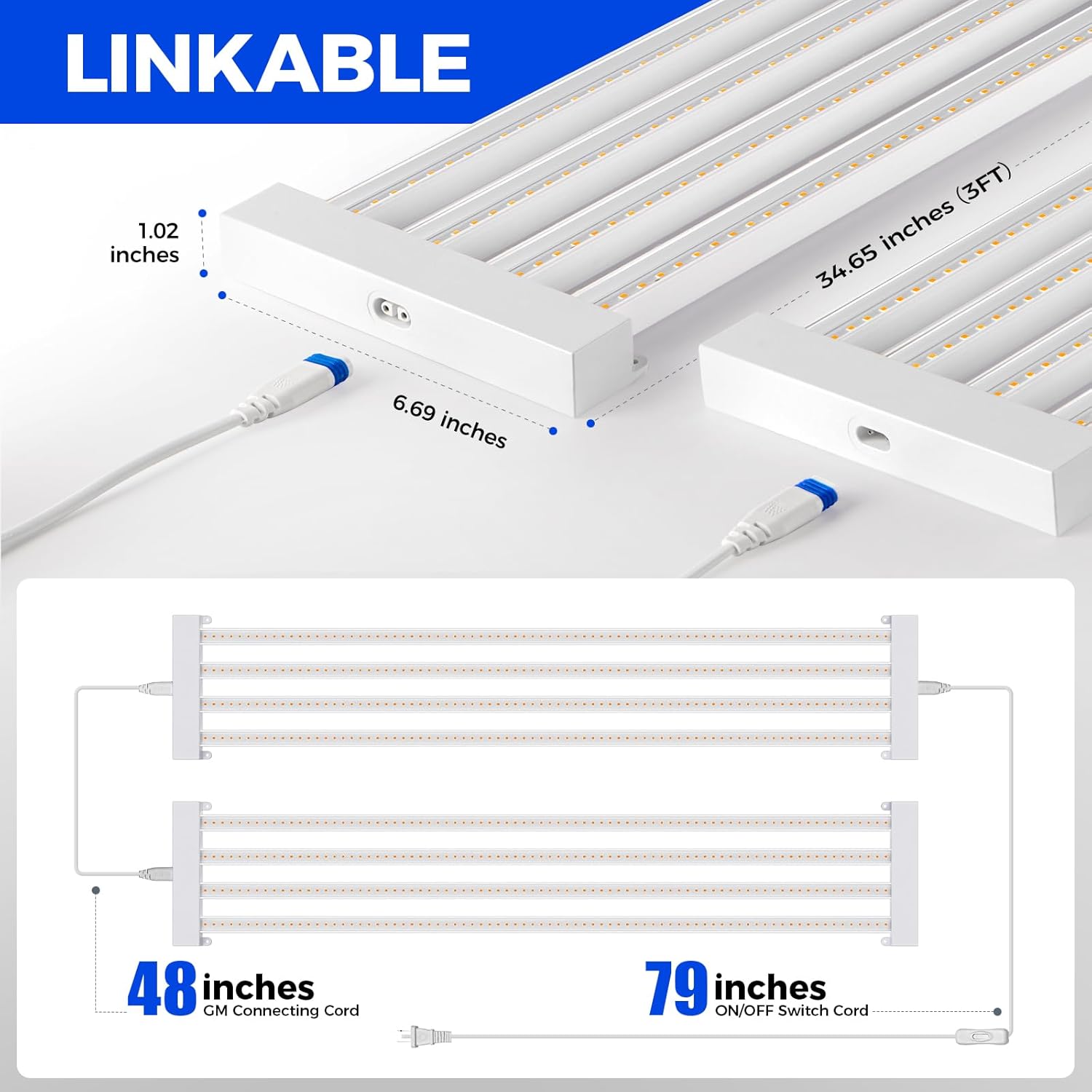Barrina TX-L63 3FT LED Grow Light, 252W (4 x 63W), 4 Panel Wider Coverage, Full Spectrum, High PPFD, Mechanical Timer, Linkable, Hanging Light, Plant Stand with Grow Light for Indoor, Seeding, 4 Packs