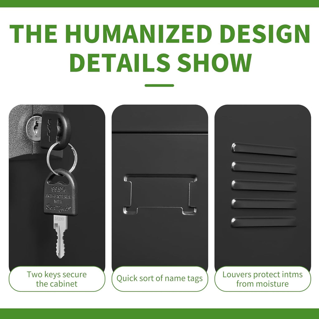 9 Doors Metal Lockers for Employees, Steel Storage Locker with Lock and Card Slot, Employee Lockers for Home, Office, School, Gym, Require Assembly(Black)