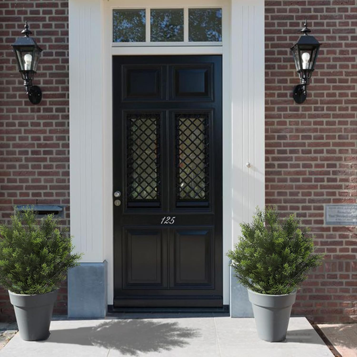 momoplant 31 Inch Tall Artificial Cedar Topiary Tree Set of 2 Faux Cypress Evergreen Potted Plants for Outdoor & Indoor Decor