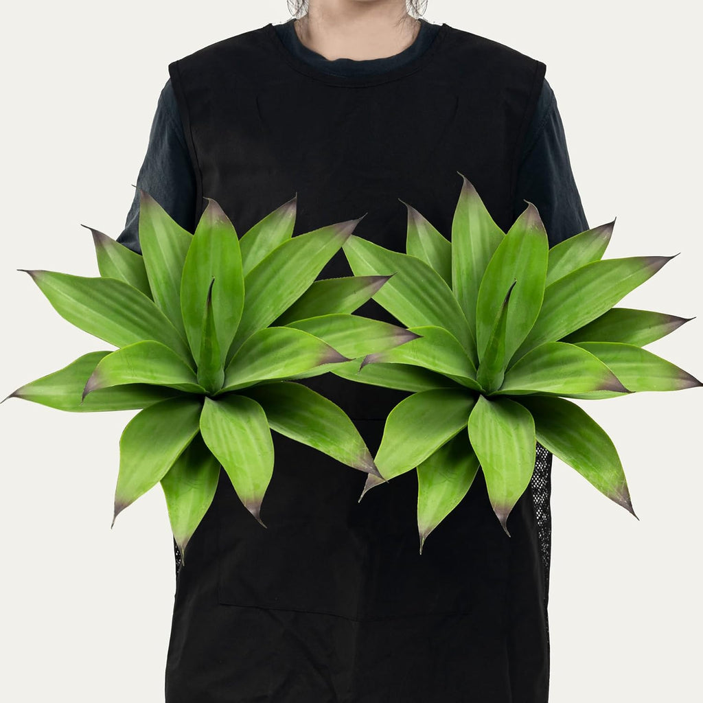 Fake Plants Artificial Agave Plants,Large UV Resistant Fake Agave Planters for Indoor and Outdoor Decorating Tropical Plant Succulents Greenery Indoor Decor13.8 (2Pack, Dark Green)