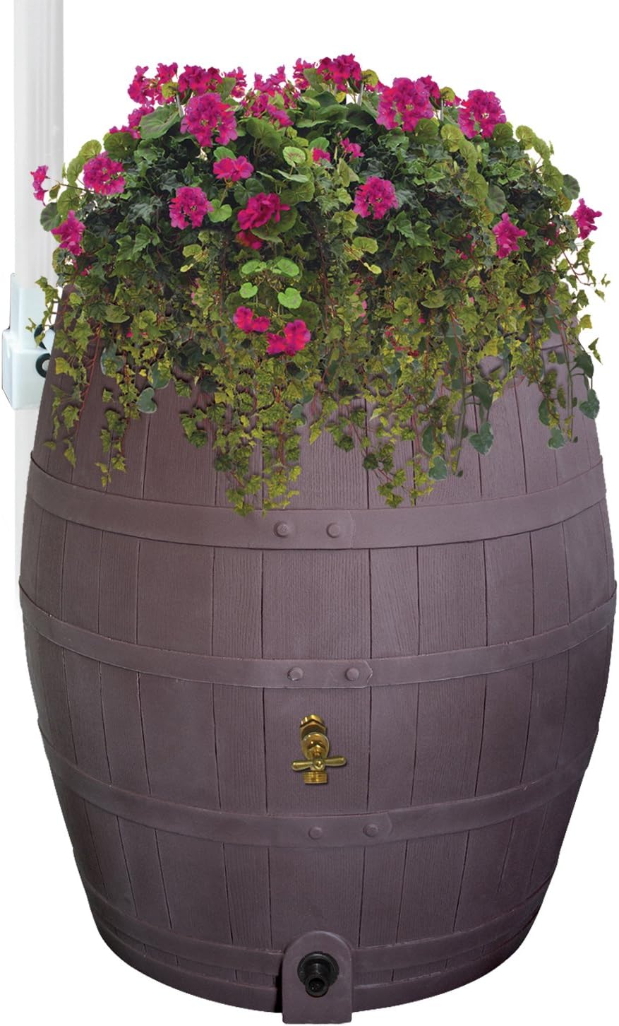 Rescue 50 Gallon Whiskey Rain Barrel – Brown