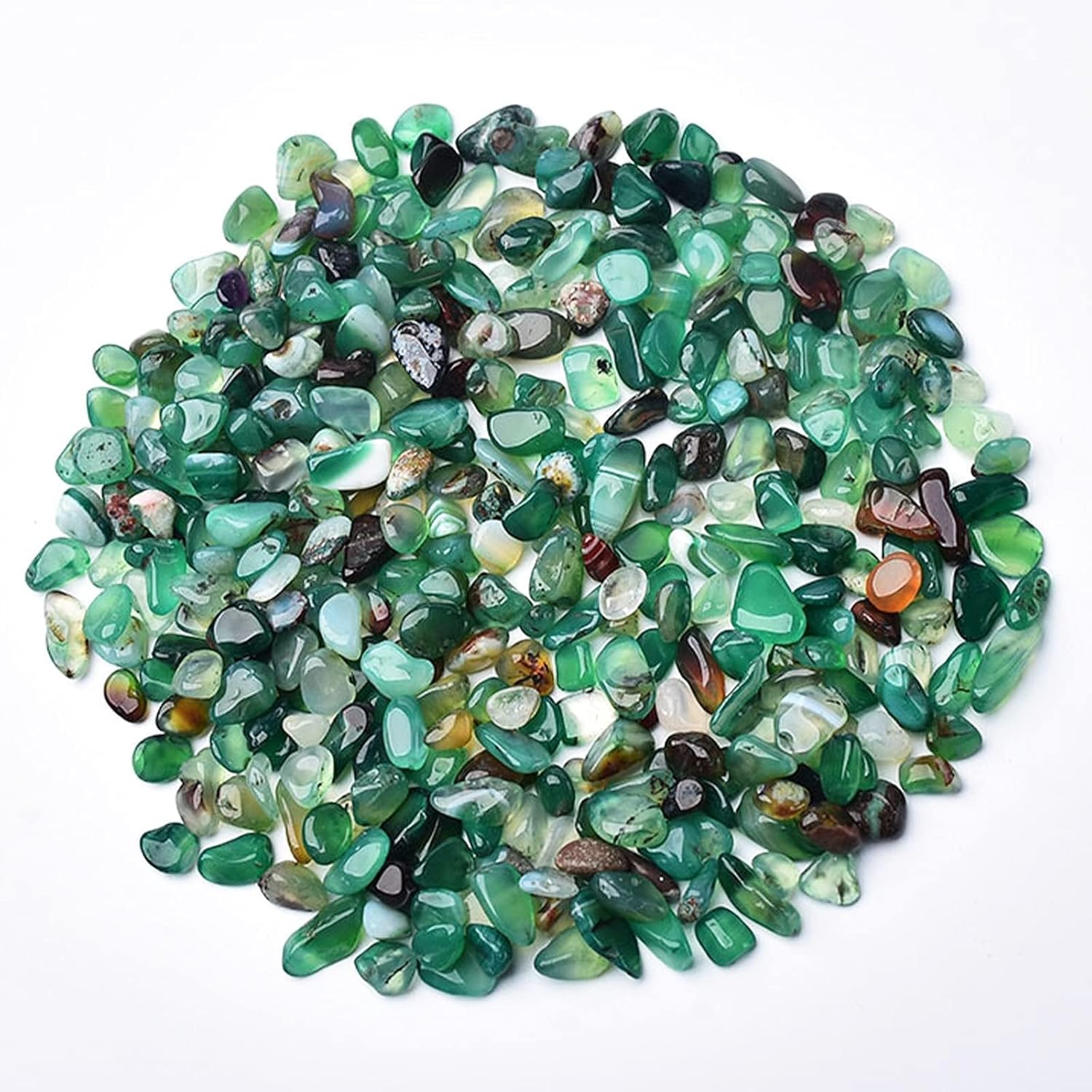 Halatool 2.2LB Natural Green Agate Stones for Aquarium Gravel & Fish Tank 0.35-0.6 Inch Decorative Pebbles for Succulent Rocks DIY Landscaping Indoor Plants Vase Fillers