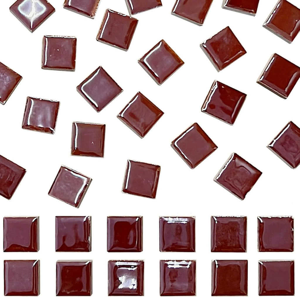 50 Pieces Coffee Mosaic Tiles for Crafts 1" Ceramic Tiles Assorted Colors Square Ceramic Mosaic Project Supplies for Photo Frame Mosaic Stepping Stones Bath Old Pool Furniture Decor