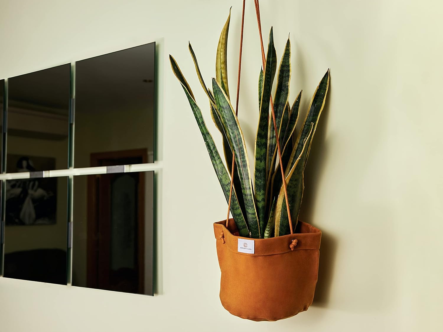 Large Waxed Canvas Handmade Hanging Planter for Indoor/Outdoor Plants, Hanging Basket Plant Holder Dijon Yellow with Hook