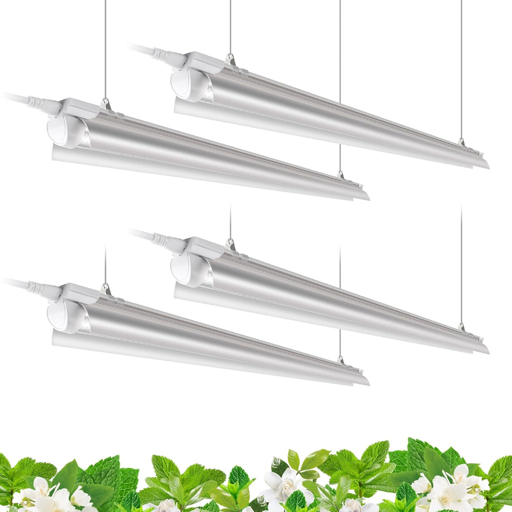 Barrina T8 Grow Lights for Indoor Plants, 4FT Full Spectrum Grow Light, 168W(4 x 42W), Plant Lights for Greenhouse Indoor Growing, V-Shape with Reflector, Linkable, 5000K Daylight White, 4 Packs