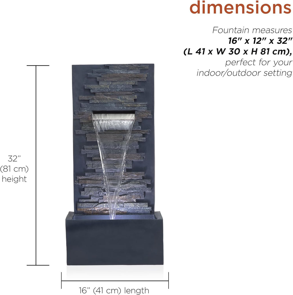 Alpine Corporation CPS194 Outdoor Modern Stainless Steel Geometric Orbs Water Floor Fountain for Patios, Gardens, and Outdoor Decor, 55" H, Brown